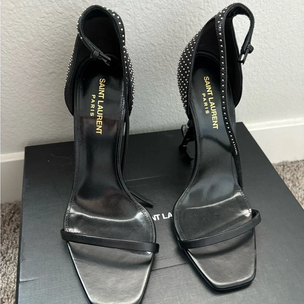 Saint Laurent Black Studded Women's Heels - Picture 3 of 6